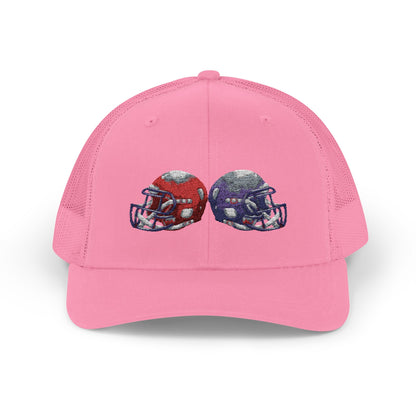 Sporty Snapback Trucker Cap with Football Helmets, Baseball Cap, Outdoor Activity Hat, Gift for Sports Fans, Team Spirit Wear - TRV
