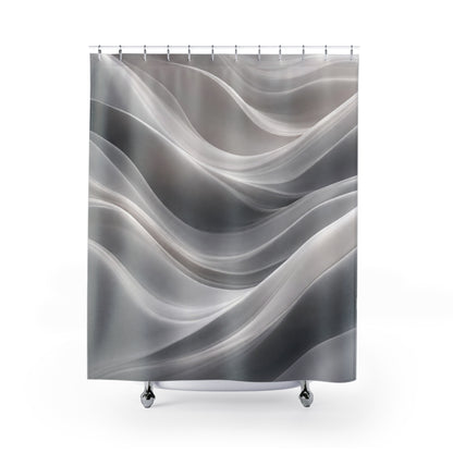 Abstract Gray Waves Shower Curtain | Soft Marble Swirl Bathroom Decor