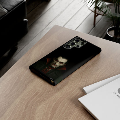 Gothic vampire portrait phone case for iPhone featuring a Dracula horror design by Printify.