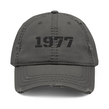 Distressed Dad Hat with 1977 Embroidery, Vintage Cap, Casual Fashion Accessory, Perfect Gift for Birthdays, Stylish Sun Protection, [...] - TRV