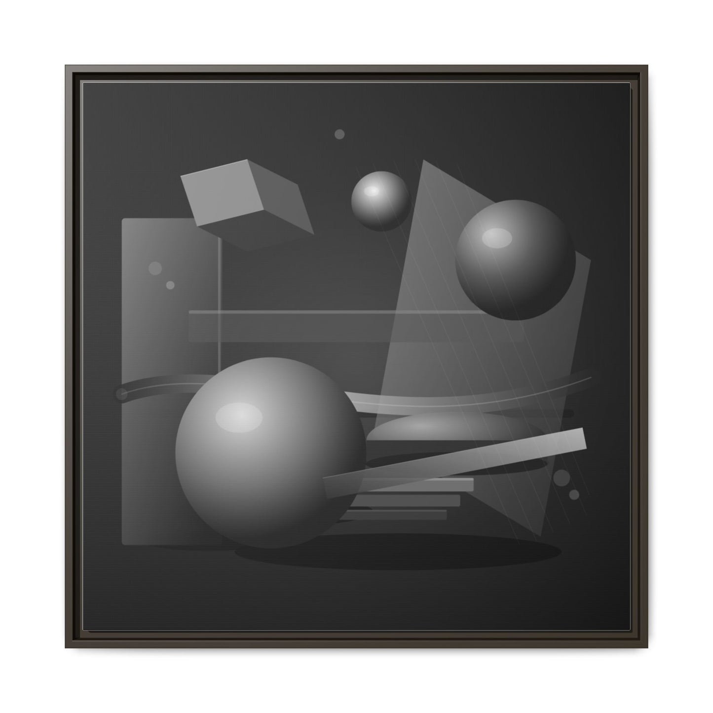Monochrome Geometric Spheres Canvas Framed Wall Art | Matte Print
