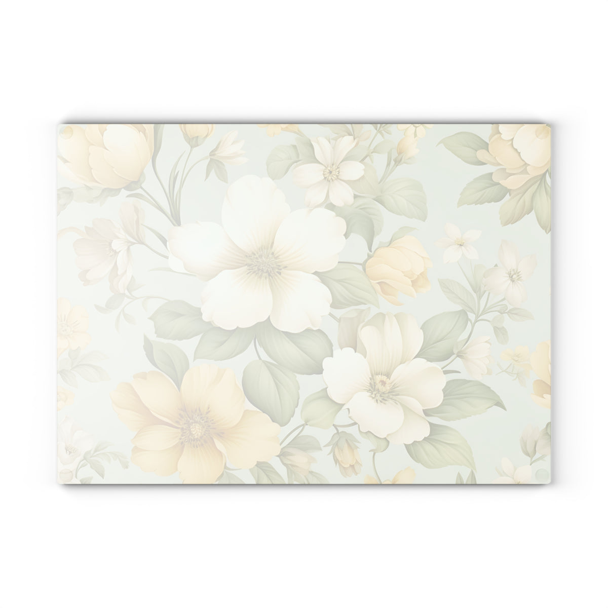 Floral Glass Cutting Board — Vintage Yellow Dogwood Design