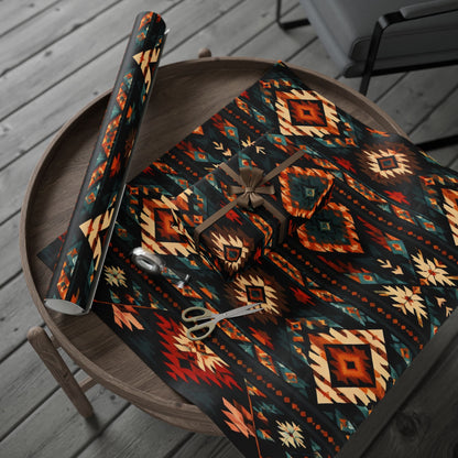 Southwestern Geo Pattern Wrapping Paper Roll — Rustic Aztec Gift Wrap