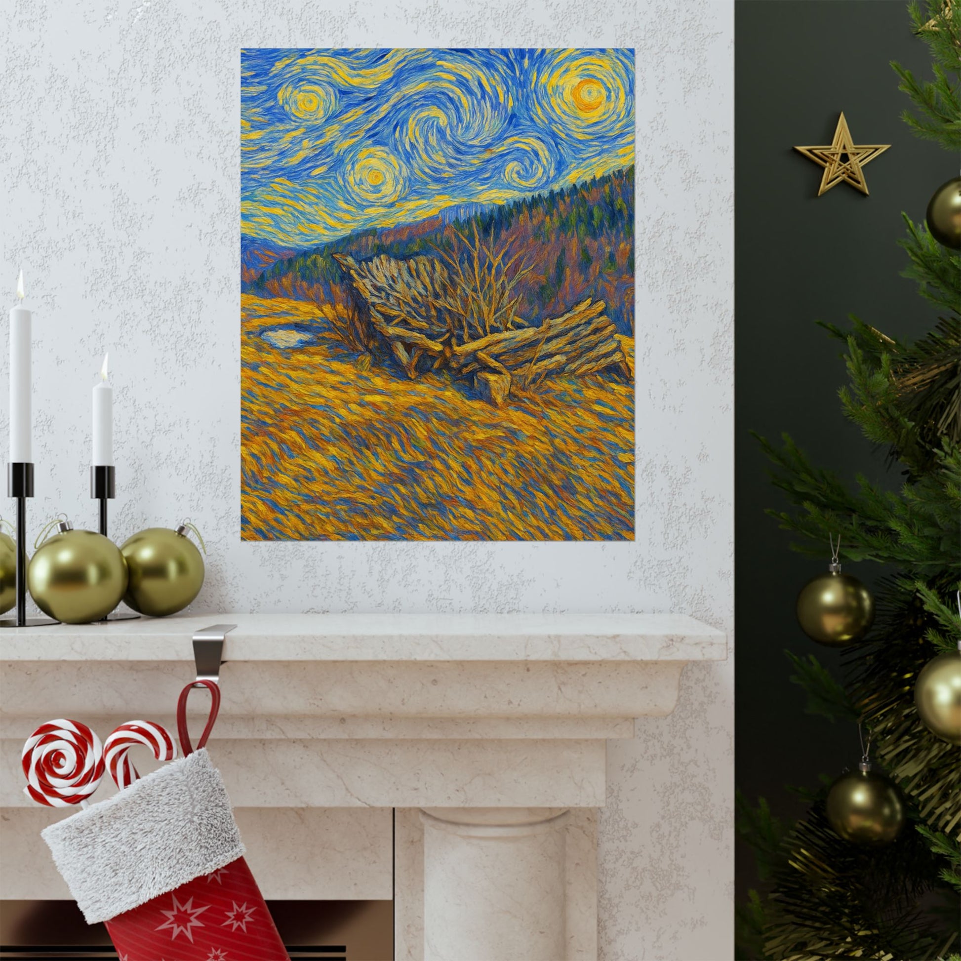 Matte Vertical Posters of Starry Night - Art Print for Home Decor, Wall Art, Gift for Art Lovers, Bacground for Celebrations - TRV