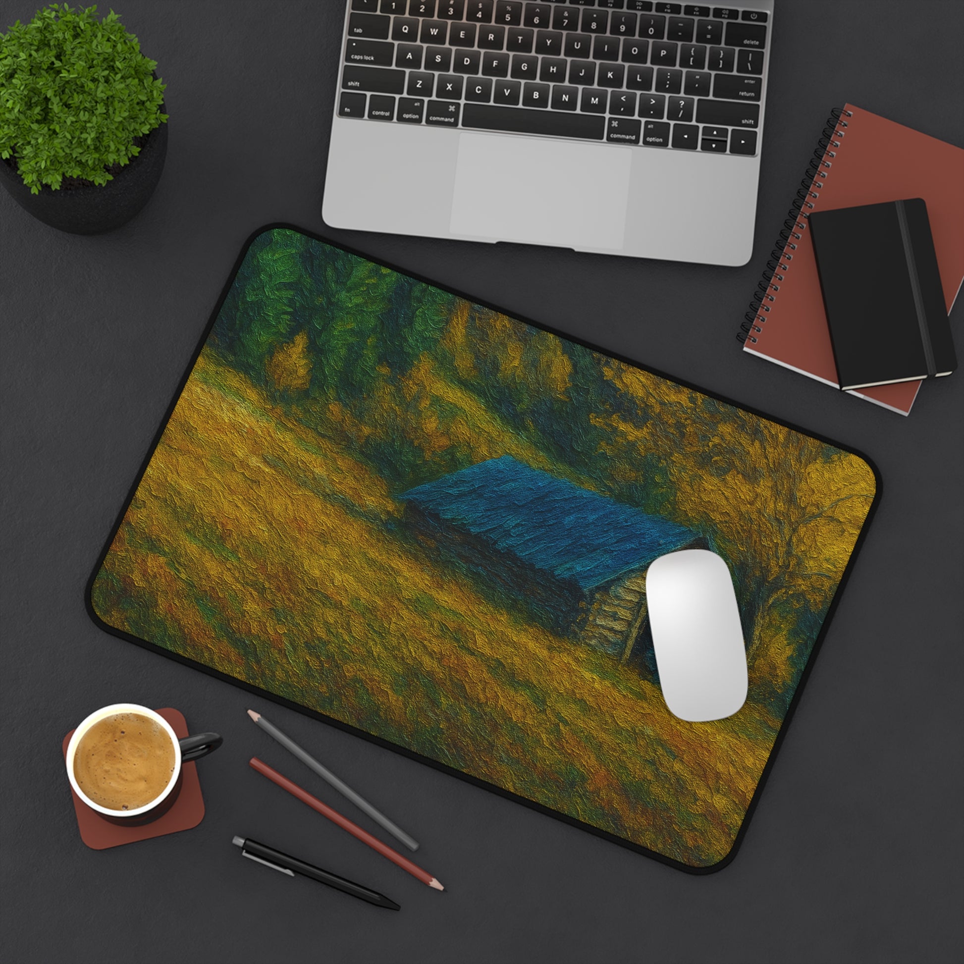 Rustic Landscape Desk Mat, Office Decor, Mouse Pad, Nature Inspired, Gift for Coworkers, Home Office Accessories - TRV