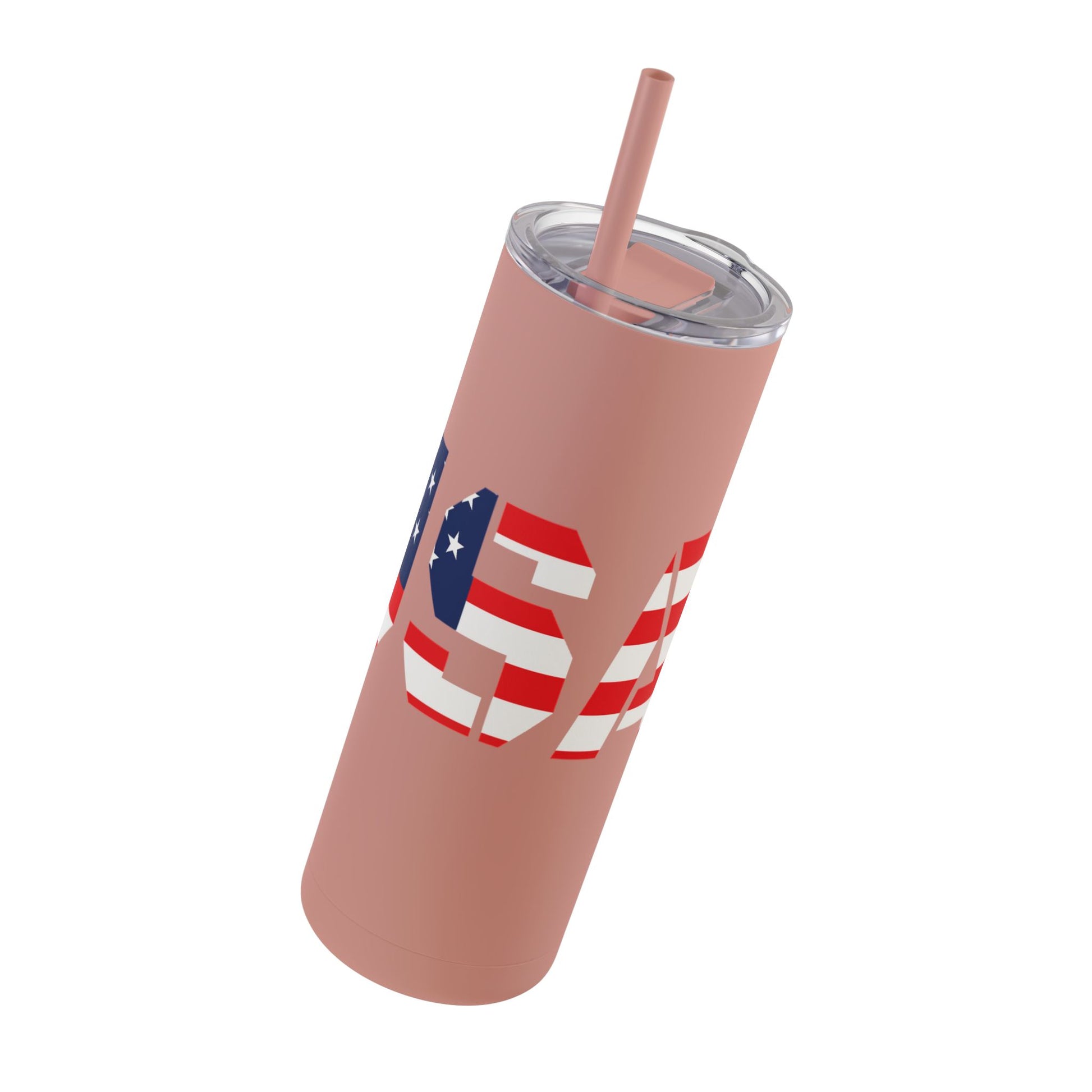 USA Flag Tumbler - 20oz Skinny Matte Drinkware, Travel Mug, Patriotic Gift, Fourth of July, Summer BBQ, Camping, Outdoor - TRV
