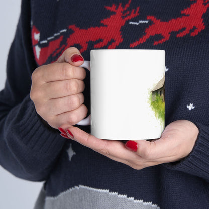 Rustic Cabin Ceramic Mug - Cozy Coffee Cup for Nature Lovers, Gift for Home, Farmhouse Decor, Tea Time, Camping Enthusiasts - TRV