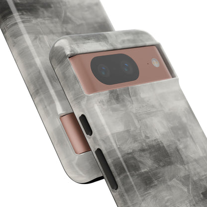 Abstract gray grid phone case for iPhone, tough protective cover by Printify with modern geometric design.