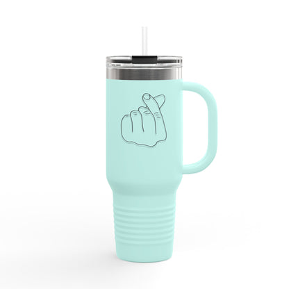 Heart Gesture Insulated Travel Mug - 40oz - Ideal for Coffee Enthusiasts, On-the-Go Drinkers, Valentine's Day Gift, Travel Companion, Large