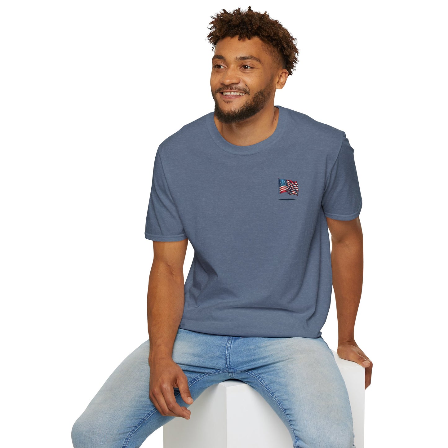 Patriotic Unisex Softstyle T-Shirt, American Flag Tee, USA Pride Shirt, Perfect for Independence Day, Casual Wear - TRV