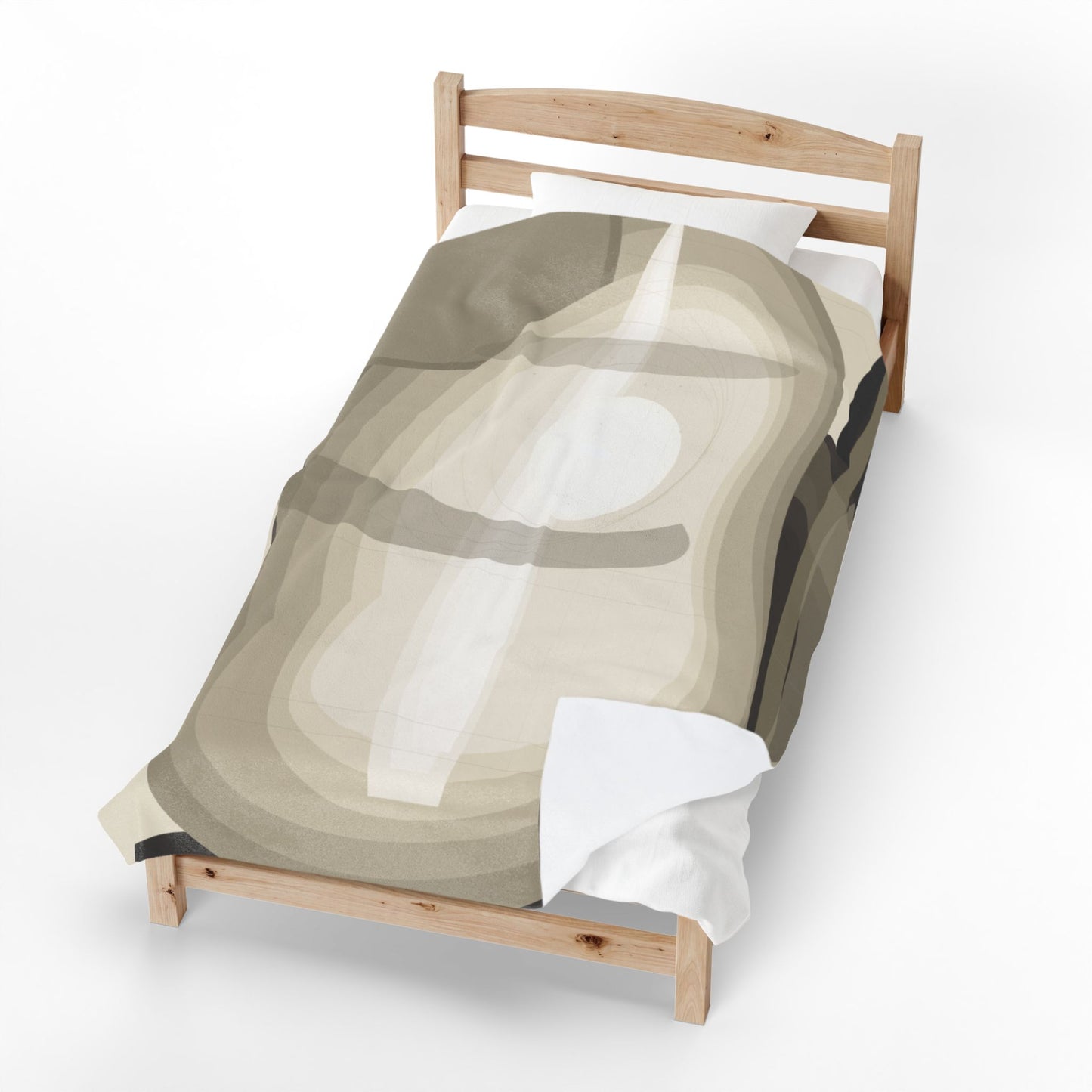 Abstract Neutral Shapes Velveteen Plush Blanket | Modern Minimalist Art