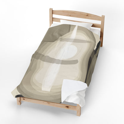 Abstract Neutral Shapes Velveteen Plush Blanket | Modern Minimalist Art