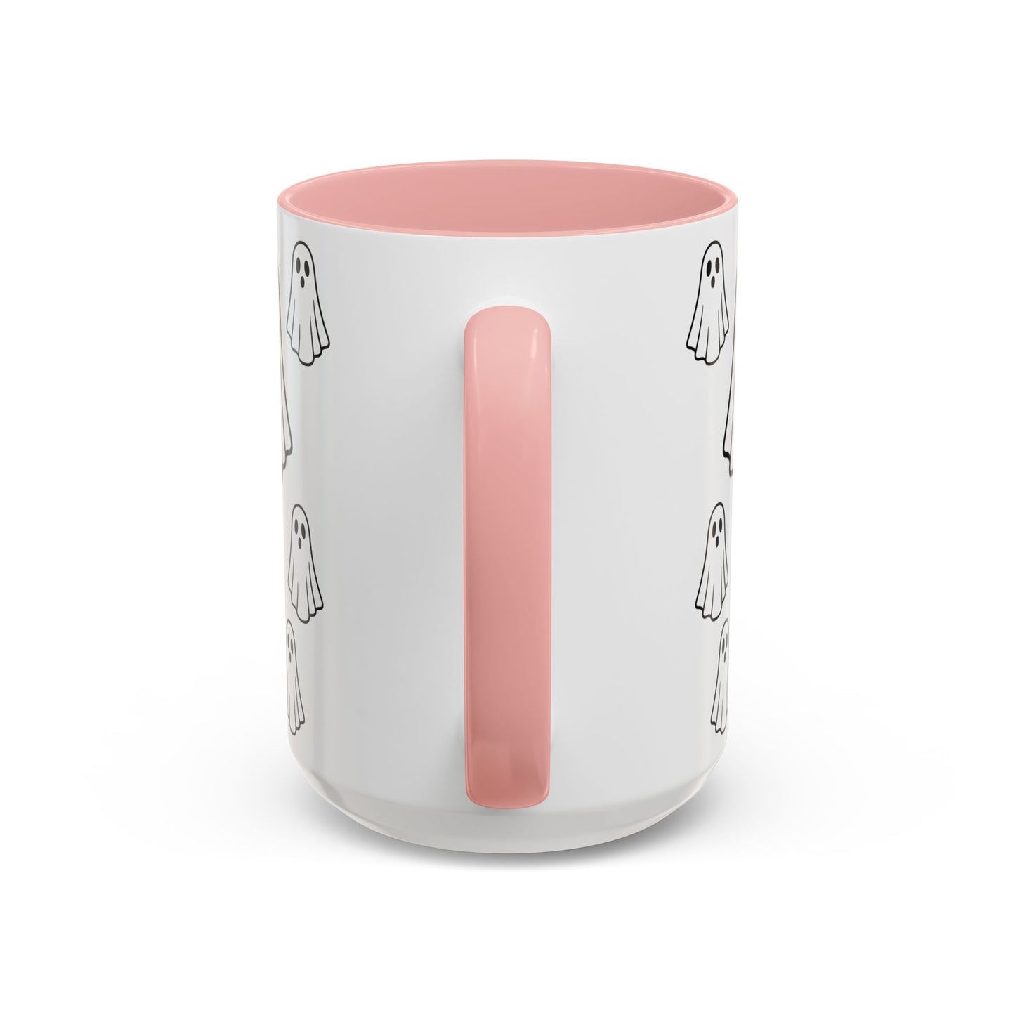 Printify ghost pattern accent coffee mug with Halloween-themed ceramic design, available in 11oz and 15oz sizes.