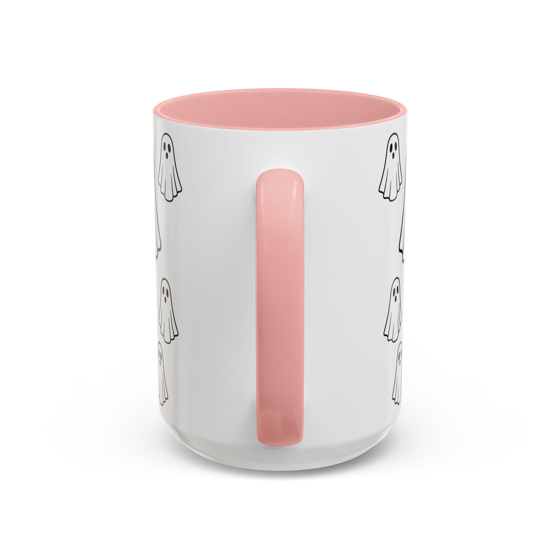 Printify ghost pattern accent coffee mug with Halloween-themed ceramic design, available in 11oz and 15oz sizes.