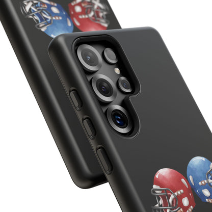 Red and blue football helmet tough phone case for iPhone, durable protective cover with football helmet design by Printify
