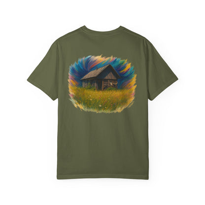 Rustic Landscape T-shirt | Relaxed Fit Tee, Casual Wear, Nature Lover Gift, Summer Outing Top, Eco-Friendly Apparel - TRV