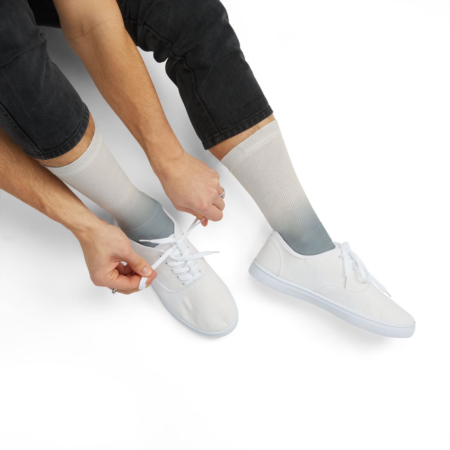 Blue Gray Ombre Sublimation Socks | Gradient Crew Socks