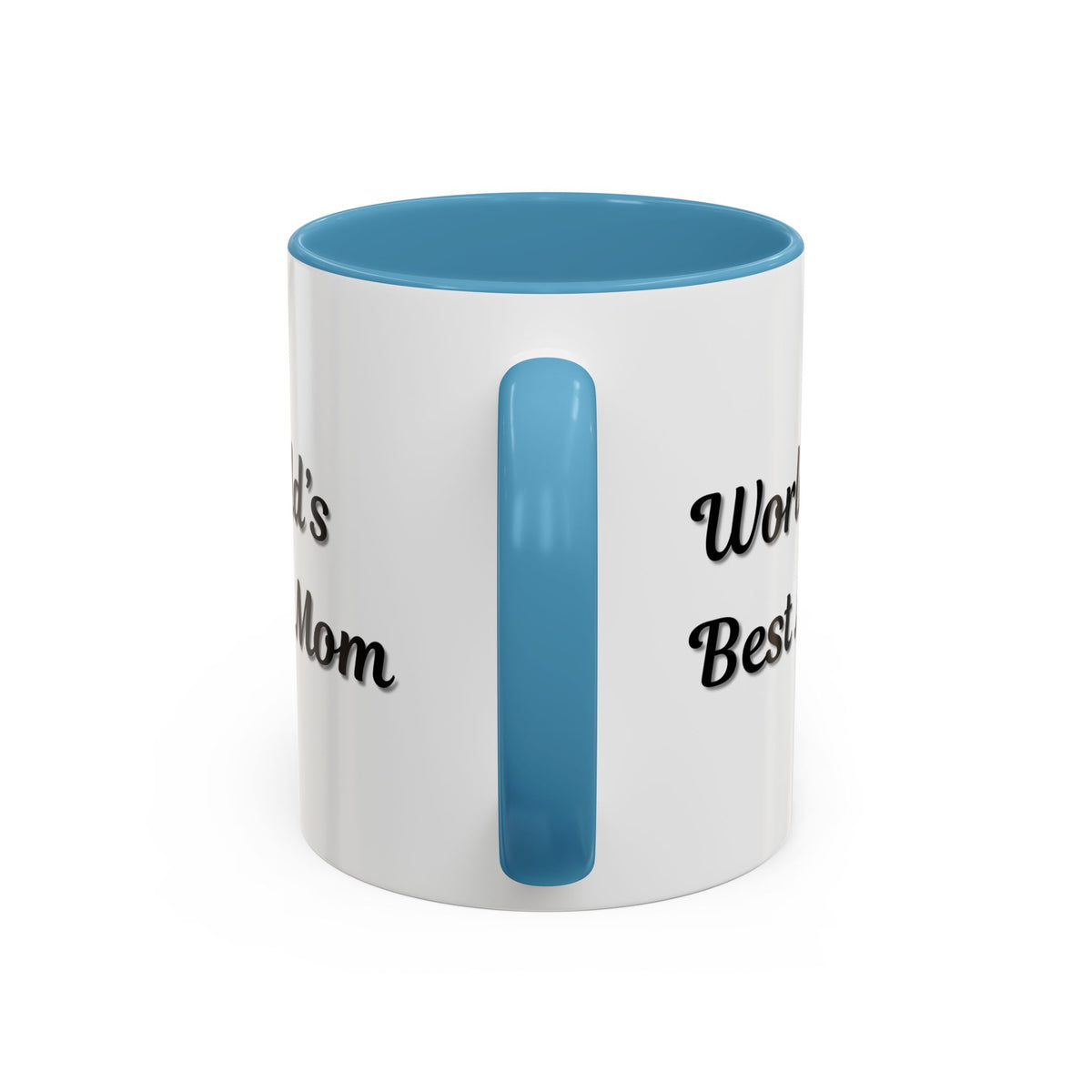 Black-trim ceramic mug with "World's Best Mom" accent design, perfect for Mother's Day gift by Printify.