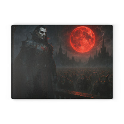 Vampire Blood Moon Glass Cutting Board — Gothic Kitchen Décor