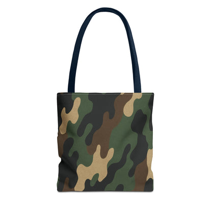 Camo pattern tote bag by Printify, all-over print canvas carryall with sturdy handles and spacious interior for everyday use.