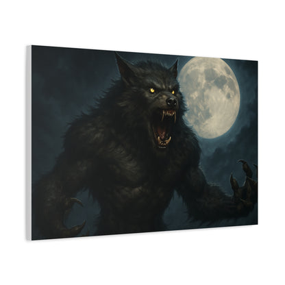 Werewolf Moon matte canvas print featuring a spooky full moon, ideal for wall art decor