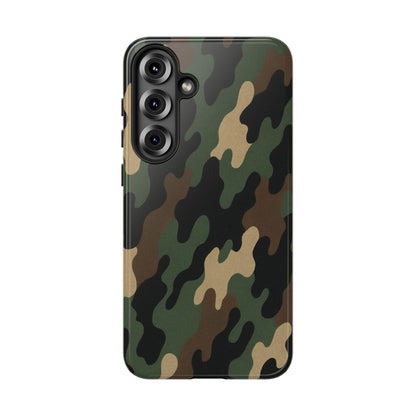 Camouflage tough phone case by Printify showing rugged camo design and protective features for smartphones.