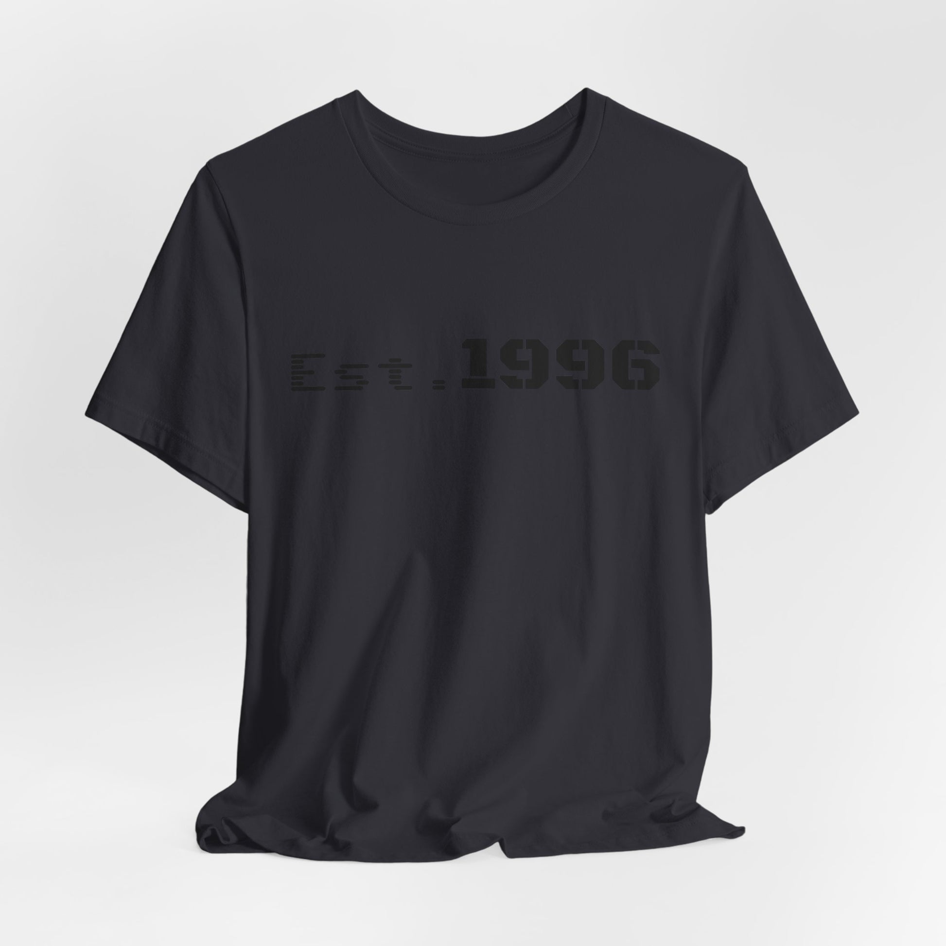 Vintage Est. 1996 T-shirt by Printify featuring a classic design, perfect as a birthday gift for someone born in 1996.