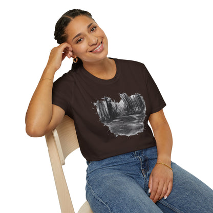 Minimalist Nature-Inspired Unisex Softstyle T-Shirt, Casual Wear, Everyday Style, Gift for Nature Lovers, Eco-Friendly Fashion