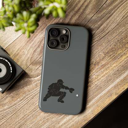 Printify baseball catcher phone case, tough protective cover for smartphones with detailed baseball-themed design.