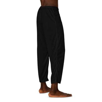 Vampire portrait men's pajama pants with gothic all-over print, comfortable Halloween-themed sleepwear from Printify.