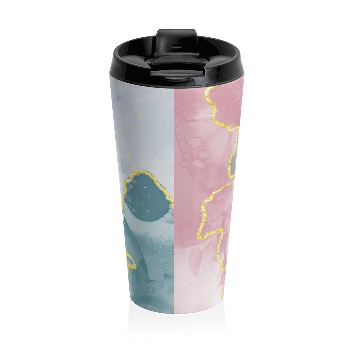 Green and pink marble 15oz insulated stainless steel travel mug - view 3