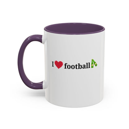 I Love Football Accent Coffee Mug, Perfect Gift for Sports Lovers, Football Enthusiasts, Unique Mug for Game Days, Home or Office Decor - TRV