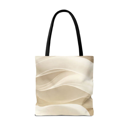 Cream Abstract Waves Tote Bag | Neutral Swirl Pattern