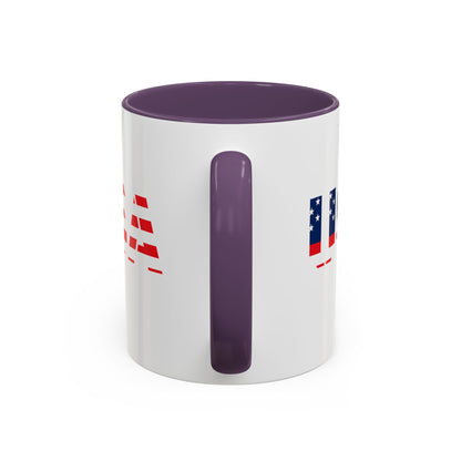 USA Flag Accent Coffee Mug — Patriotic 11/15oz Ceramic Coffee Cup