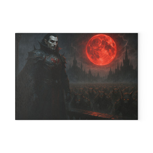 Vampire Blood Moon Glass Cutting Board — Gothic Kitchen Décor