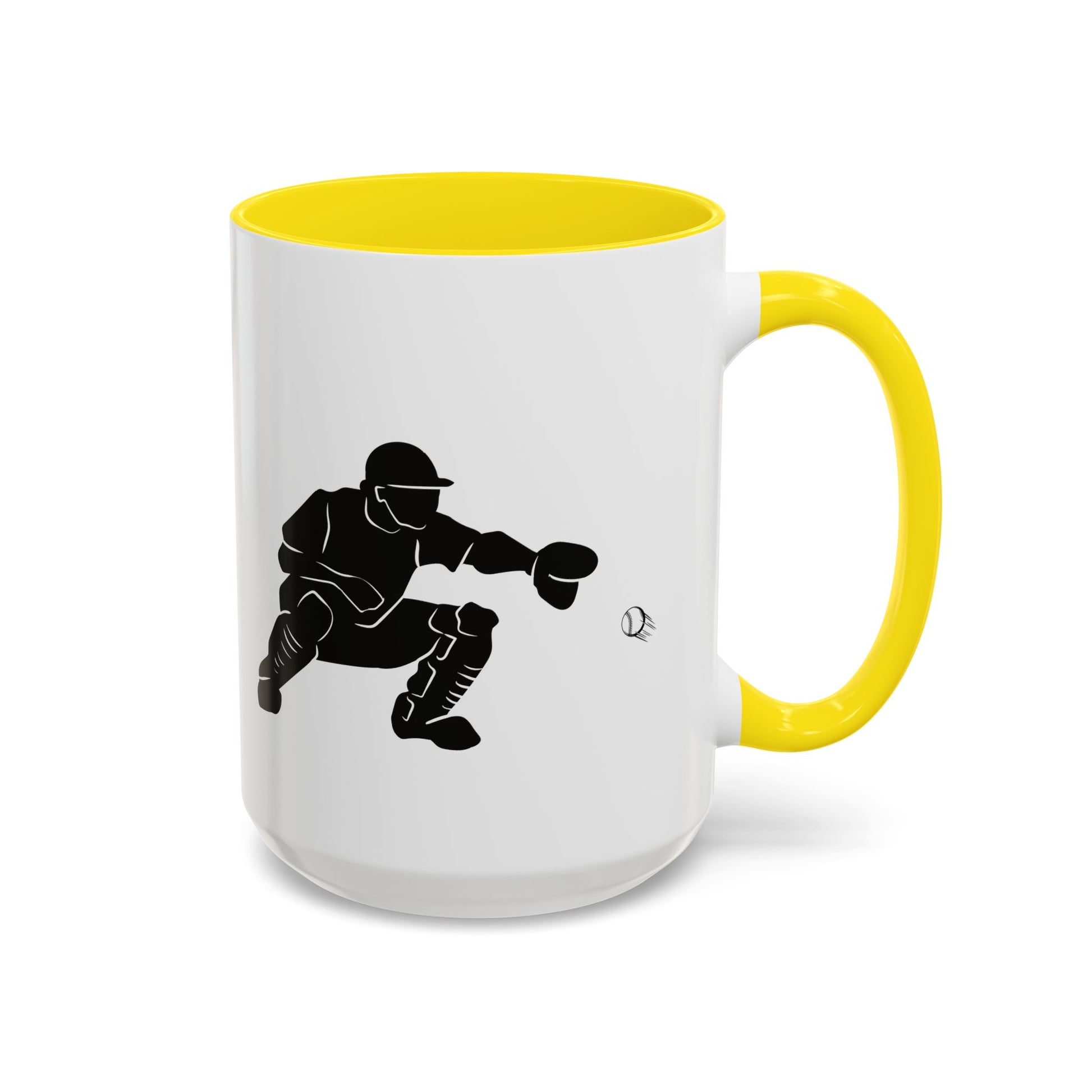 Baseball Catcher Coffee Mug, Sports Gift for Coaches, Black Accent Mug for Fans, Perfect for Birthdays & Celebrations, Unique Cup - TRV