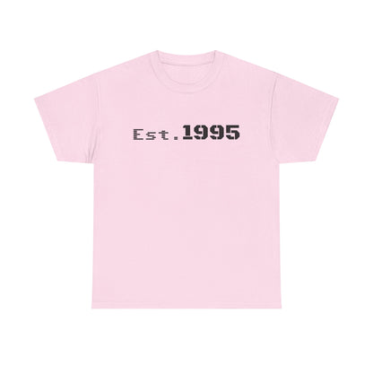 Vintage minimalist Est. 1995 T-shirt by Printify featuring a simple design celebrating the birth year on a casual cotton tee.