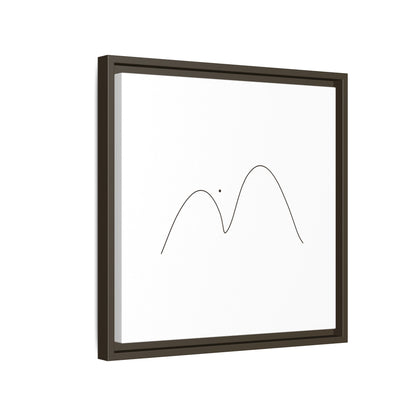 Minimalist mountain line art framed matte canvas by Printify, featuring simple mountain outlines on a clean canvas background.