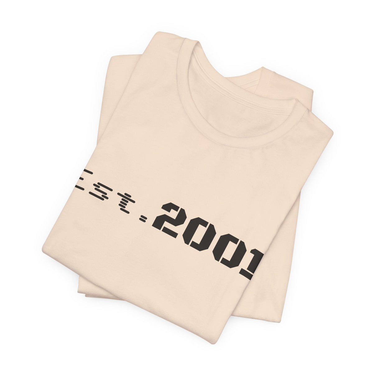 Printify retro minimalist graphic T-shirt celebrating 2001 birth year with simple design on a casual T-shirt.