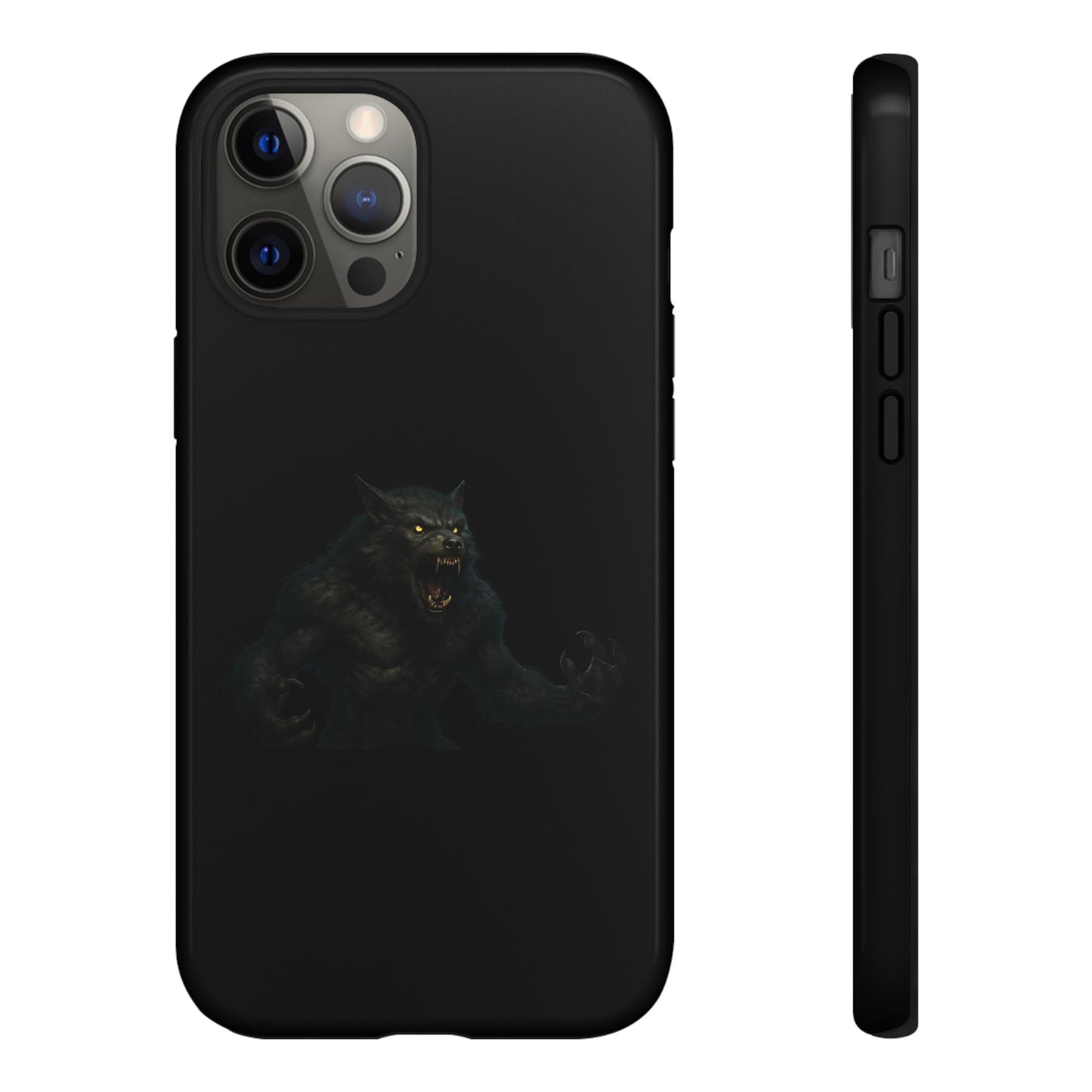 Werewolf phone case with dark monster graphic, tough protective design for smartphones, by Printify.