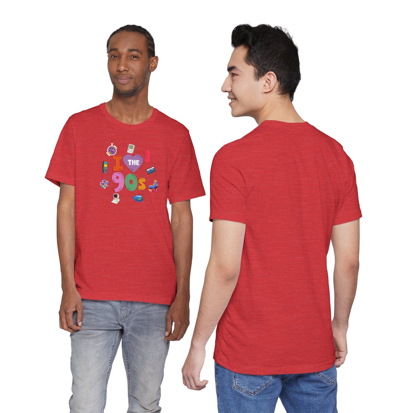 I  Love the 90's Short Sleeve Tee - Retro Graphic Tee, Vintage Style Shirt, Perfect for Casual Outings, 90s Nostalgia Apparel