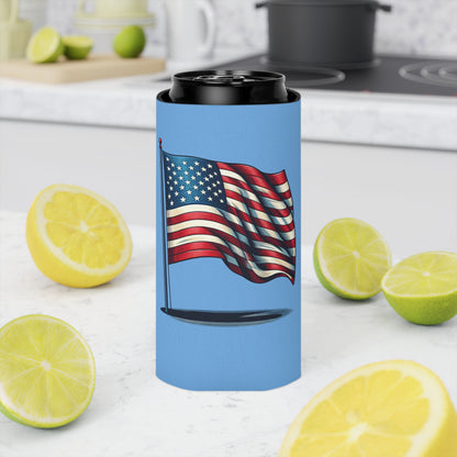 Patriotic Can Cooler, American Flag Drink Sleeve, Summer BBQ Beverage Holder, Fourth of July Party Favor, Cooler for Beer & Soda
