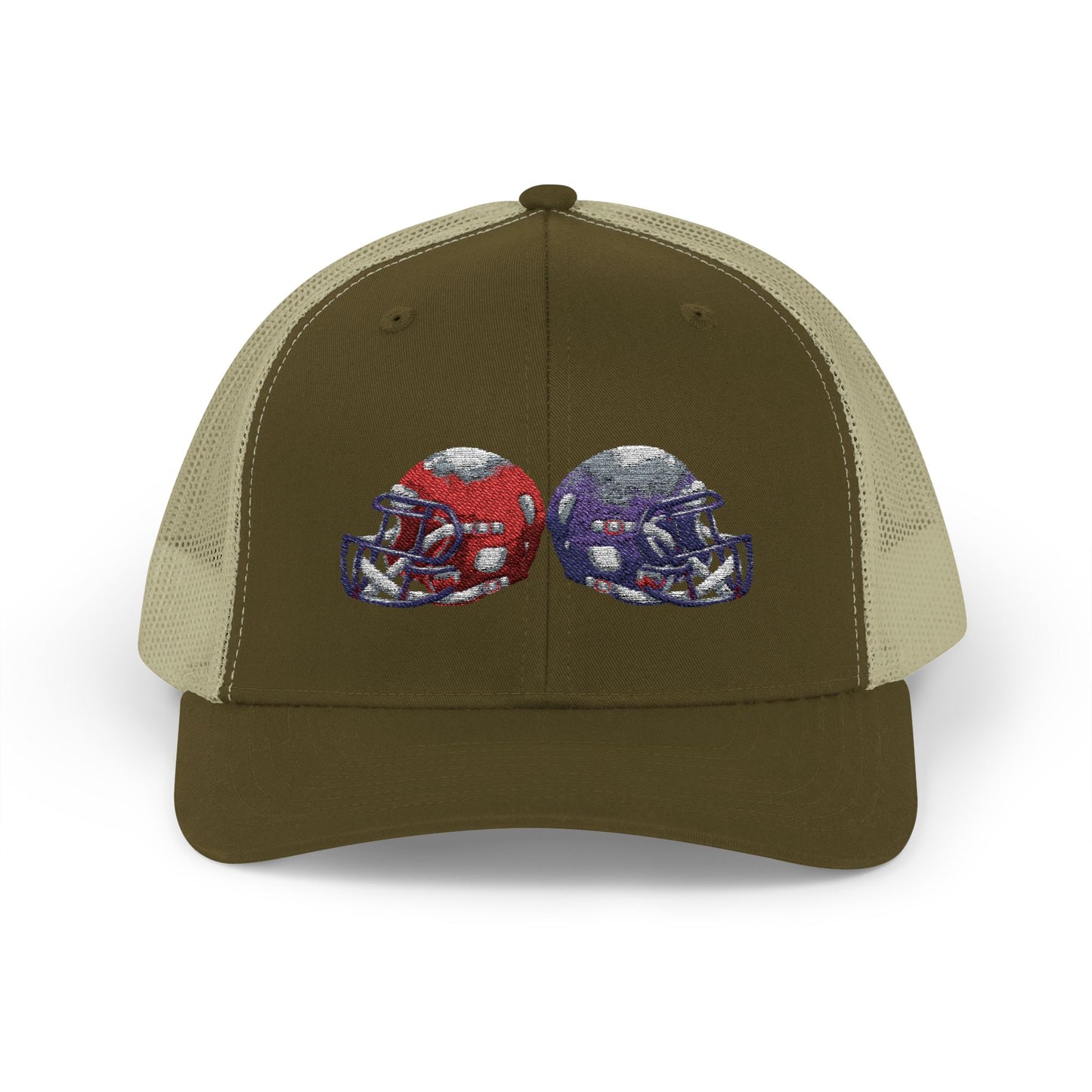 Sporty Snapback Trucker Cap with Football Helmets, Baseball Cap, Outdoor Activity Hat, Gift for Sports Fans, Team Spirit Wear - TRV