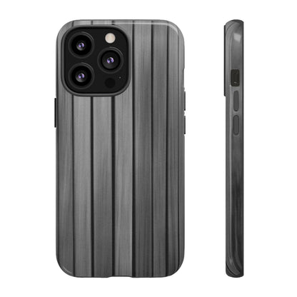 Ribbed metal texture phone case for iPhone, tough protective cover with modern design, by Printify.