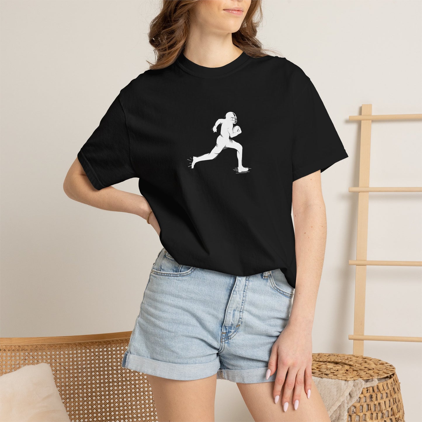 Sporty Unisex Garment-Dyed T-Shirt with Football Player Graphic, Activewear, Casual Wear, Gift for Runners, Fitness Apparel, Everyday Style
