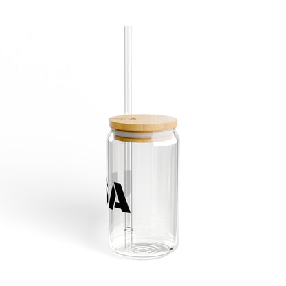 USA 16oz Sipper Glass with Bamboo Lid & Straw – Patriotic Reusable Drink Tumbler