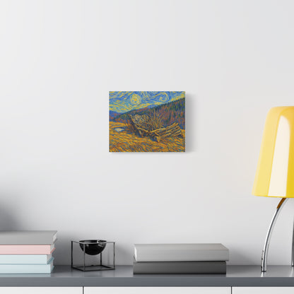 Impressionist starry landscape canvas print by Printify, featuring a vibrant night sky with stars and swirling colors.