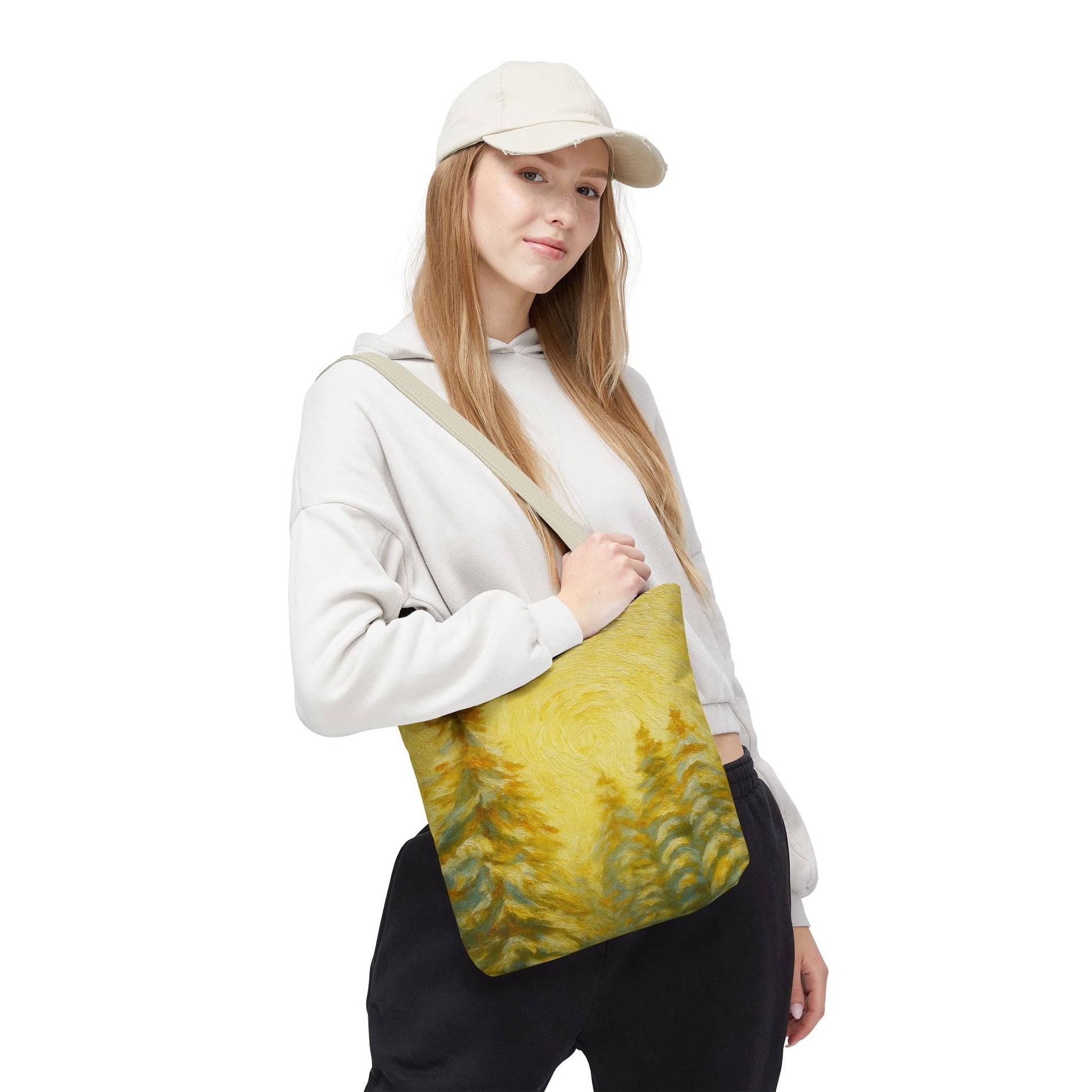 Eco-friendly canvas tote bag with abstract artistic design, perfect for beach and everyday use, by Printify.