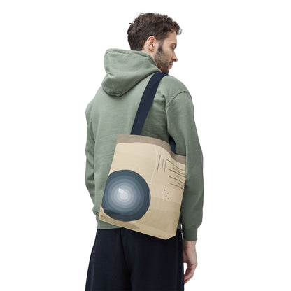 Abstract Neutral Waves Tote Bag | Geometric Circle Pattern