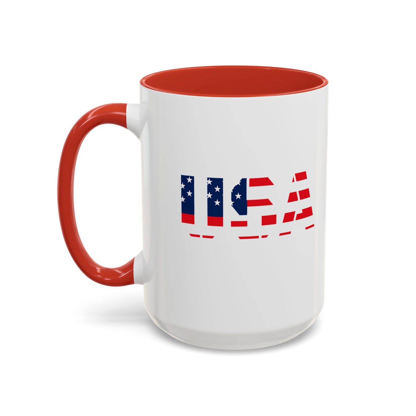USA Flag Accent Coffee Mug — Patriotic 11/15oz Ceramic Coffee Cup